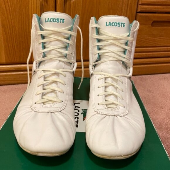 Y2K Lacoste White Leather Sneaker High Top GUC - Picture 1 of 14